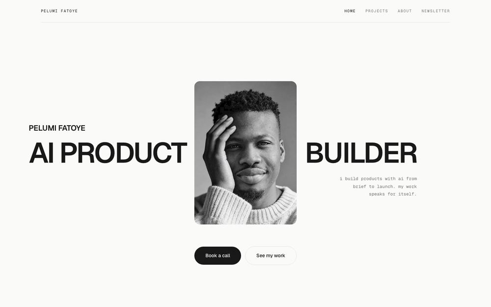 Pelumi Fatoye portfolio homepage